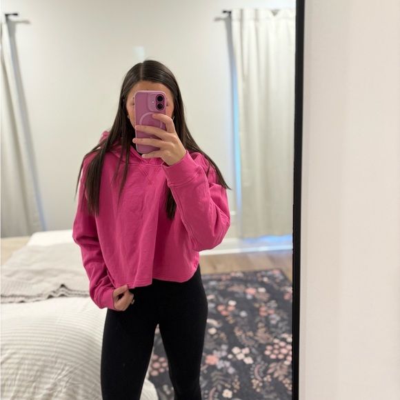 lululemon athletica Sweaters - Lululemon All Yours Cropped Hoodie Size 18 in Sonic Pink
